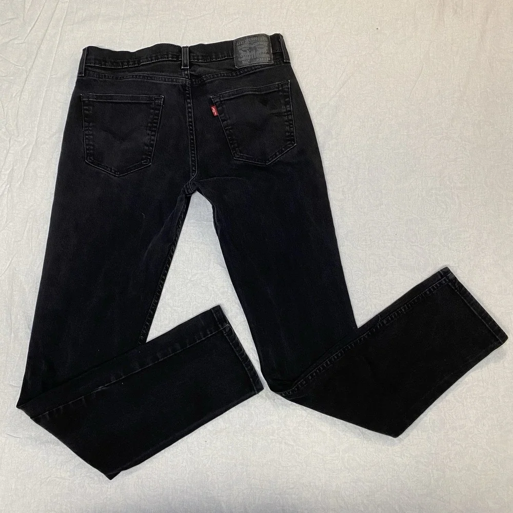 Levis 511 Jeans Mens 34x34 Black Slim Fit‎ Stretch Denim Pants
